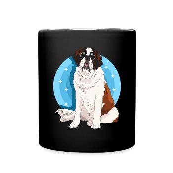 Bernhardiner Hund St. Bernhardshund Geschenk - Tasse einfarbig - Schwarz - Vorne