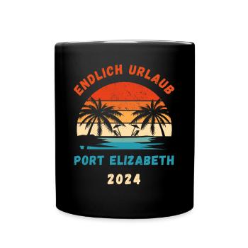 Vacances à Port Elizabeth 2024 en Afrique du Sud Idée - Mug uni - noir - Devant