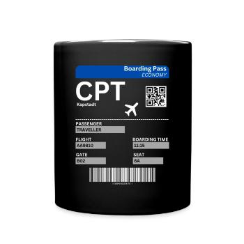 Carte d’embarquement au Cap Afrique du Sud Idée de vacances - Mug uni - noir - Devant