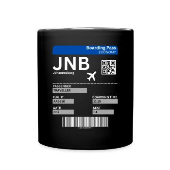 Carte d’embarquement à Johannesburg Afrique du Sud Idée de vacances - Mug uni - noir - Devant