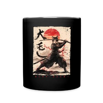 Samurai Cat Kawaii Japanese Ninja Cat - Full Colour Mug - black - Front