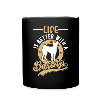 La vie est meilleure avec un Basenji - Mug uni - noir - Devant