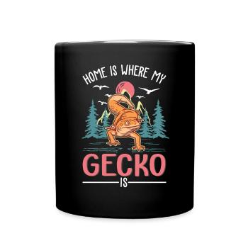 Zuhause ist wo mein Gecko ist - Tasse einfarbig - Schwarz - Vorne