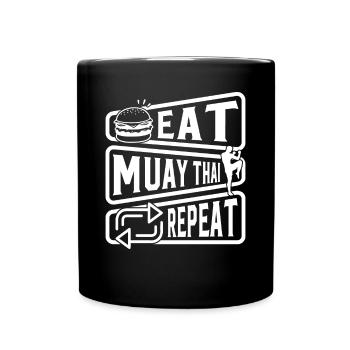 Manger du Muay Thai Repeat - Funny Muay Thai - Mug uni - noir - Devant