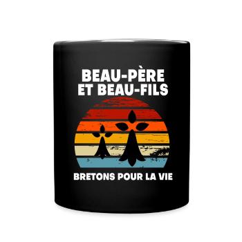 Vintage Bretonischer Schwiegervater und Schwiegersohn aus der Bretagne - Tasse einfarbig - Schwarz - Vorne