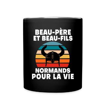 Schwiegervater und Schwiegersohn Papa Normand - Tasse einfarbig - Schwarz - Vorne