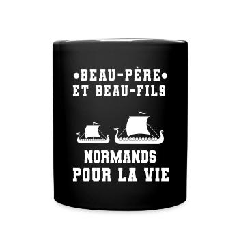 Schwiegervater und Schwiegersohn Norman Normandy - Tasse einfarbig - Schwarz - Vorne