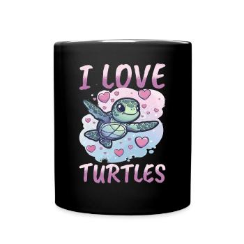 Funny Sea Turtle Animal I Love Turtles - Full Colour Mug - black - Front