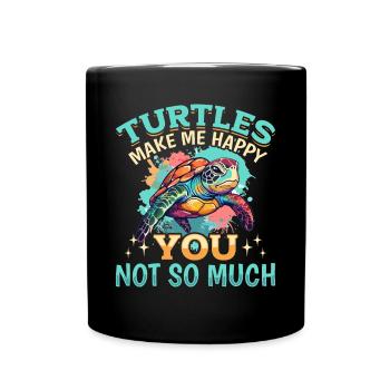 Drôle de tortue de mer Les tortues animales me rendent heureux - Mug uni - noir - Devant