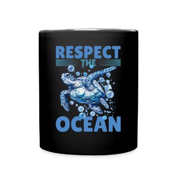 Funny Sea Turtle Animal Respect the Ocean - Tasse einfarbig - Schwarz - Vorne