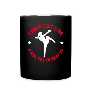 Je sais que je frappe comme une fille essaie de suivre - Muay Tha - Mug uni - noir - Devant