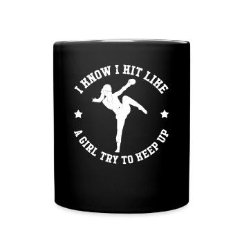 Je sais que je frappe comme une fille essaie de suivre - Muay Tha - Mug uni - noir - Devant