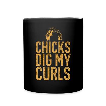 Curly Hair Afro Curls Natural Hair - Full Colour Mug - black - Front