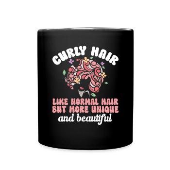 Curly Hair Afro Curls Natural Hair - Full Colour Mug - black - Front