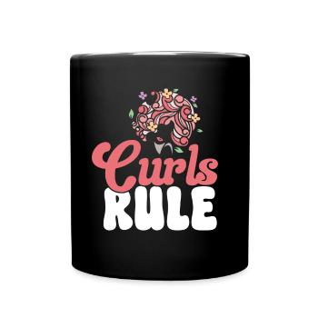 Curly Hair Afro Curls Natural Hair - Full Colour Mug - black - Front