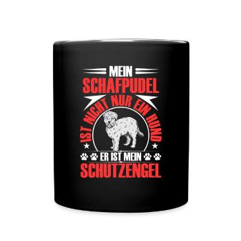 Schafpudel ist mein Schutzengel Hütepudel - Tasse einfarbig - Schwarz - Vorne