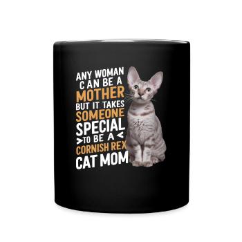 Katze Cornish Rex Geschenk - Tasse einfarbig - Schwarz - Vorne