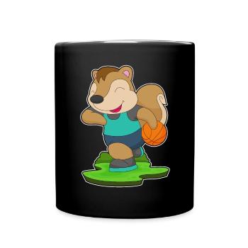 Squirrel Basketball Player Basketball - Full Colour Mug - black - Front
