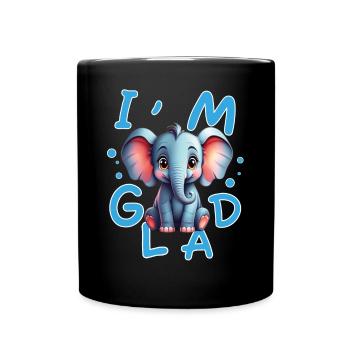 Cute and cheerful elephant with positive message - Full Colour Mug - black - Front