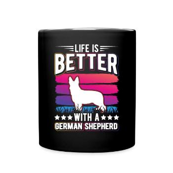 Life is better with German Shepherd - Full Colour Mug - black - Front