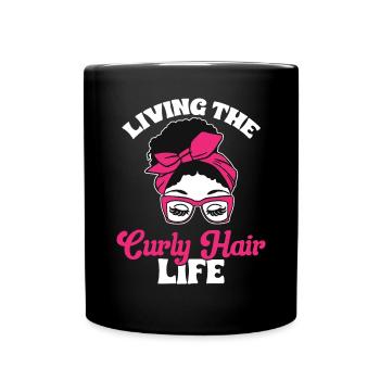 Curly Hair Afro Curls Natural Hair - Full Colour Mug - black - Front