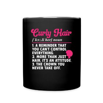 Curly Hair Afro Curls Natural Hair - Full Colour Mug - black - Front