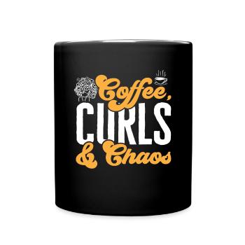 Curly Hair Afro Curls Natural Hair - Full Colour Mug - black - Front