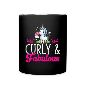 Curly Hair Afro Curls Natural Hair - Full Colour Mug - black - Front