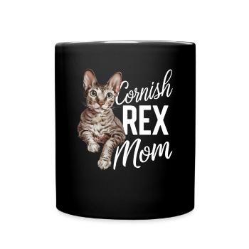 Katze Cornish Rex Geschenk - Tasse einfarbig - Schwarz - Vorne