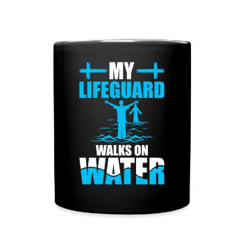 Mein Rettungsschwimmer Geht Auf Wasser - Getauft - Tasse einfarbig - Schwarz - Vorne