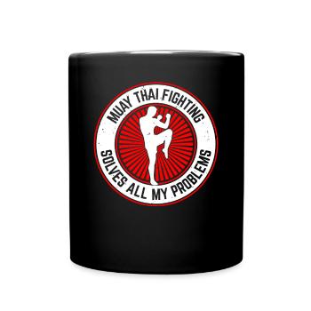 Les combats de Muay Thai résolvent tous mes problèmes - Drôle - Mug uni - noir - Devant