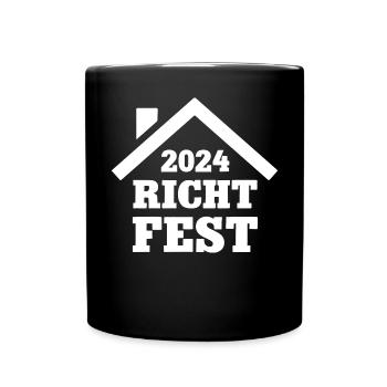 Hausbau 2024 Haus Bau Baustelle Bauherr Richtfest - Tasse einfarbig - Schwarz - Vorne