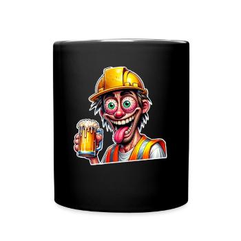 Bauarbeiter Bier Betrunken Lustig - Tasse einfarbig - Schwarz - Vorne