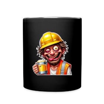 Bauarbeiter Bier Betrunken Lustig - Tasse einfarbig - Schwarz - Vorne