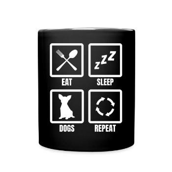 Mangez des chiens de sommeil répétez - Mug uni - noir - Devant