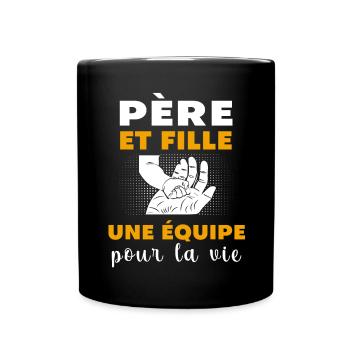 père et fille main fête des pères - Mug uni - noir - Devant