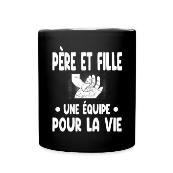 père et fille main homme - Mug uni - noir - Devant