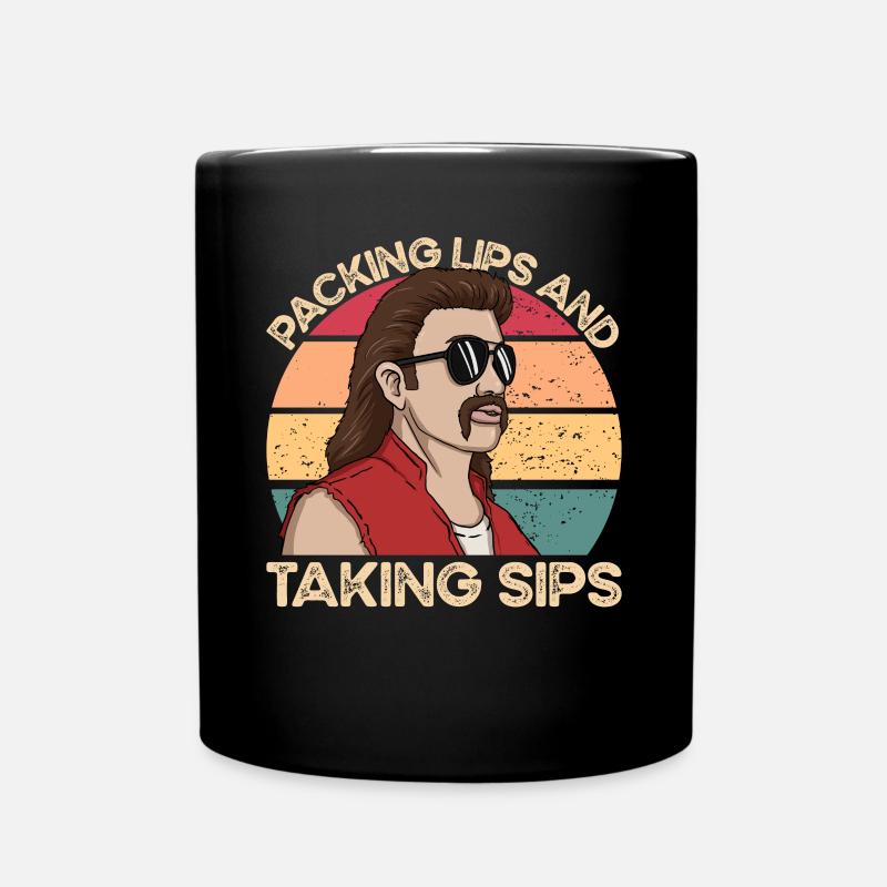 Lippen zusammenpressen und einen Schluck Redneck-D - Tasse einfarbig - Schwarz