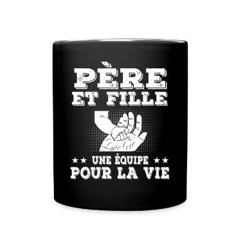 père et fille main papa - Mug uni - noir - Devant