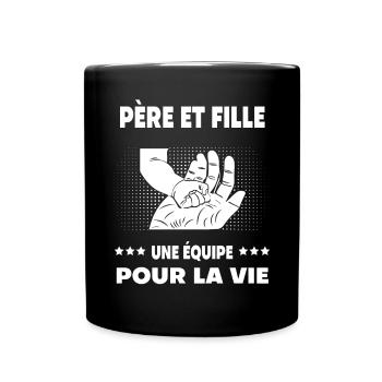 père et fille homme main - Mug uni - noir - Devant
