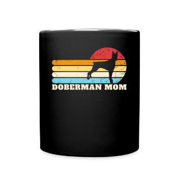 Dobermann-Mutter, Retro-Hundemutter, Damen-Doberma - Tasse einfarbig - Schwarz - Vorne