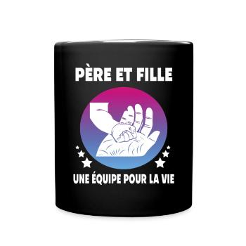 père et fille papa fête des pères main - Mug uni - noir - Devant