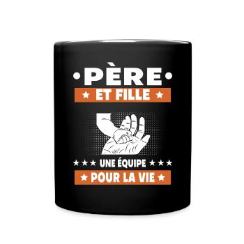 père et fille papa homme main - Mug uni - noir - Devant