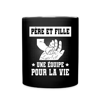père et fille papa père main - Mug uni - noir - Devant