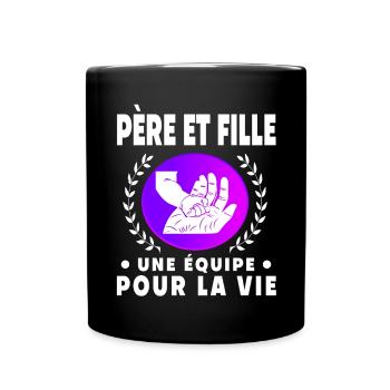 Father and Daughter Vintage Dad Hand - Full Colour Mug - black - Front