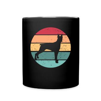 Dobermann Retro Sonnenuntergang Haustier Dobie Hau - Tasse einfarbig - Schwarz - Vorne