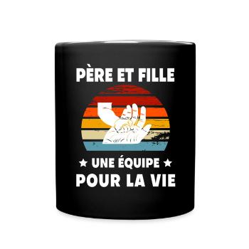 Vater und Tochter Vintage Hand - Tasse einfarbig - Schwarz - Vorne