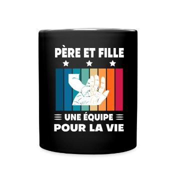 Vintage Vater und Tochter Papa Hand - Tasse einfarbig - Schwarz - Vorne