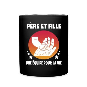 père fille main papa - Mug uni - noir - Devant