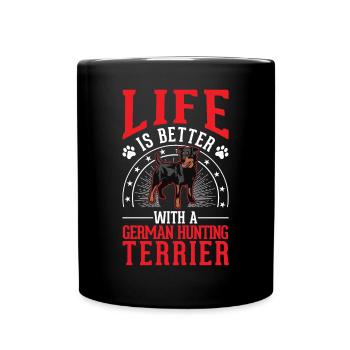 Life is better with German Hunting Terrier - Full Colour Mug - black - Front